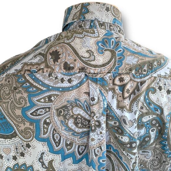 Vintage Y2K Hilfiger Shirt Blue Paisley Print Button Down Long Sleeve Cotton - Picture 8 of 13